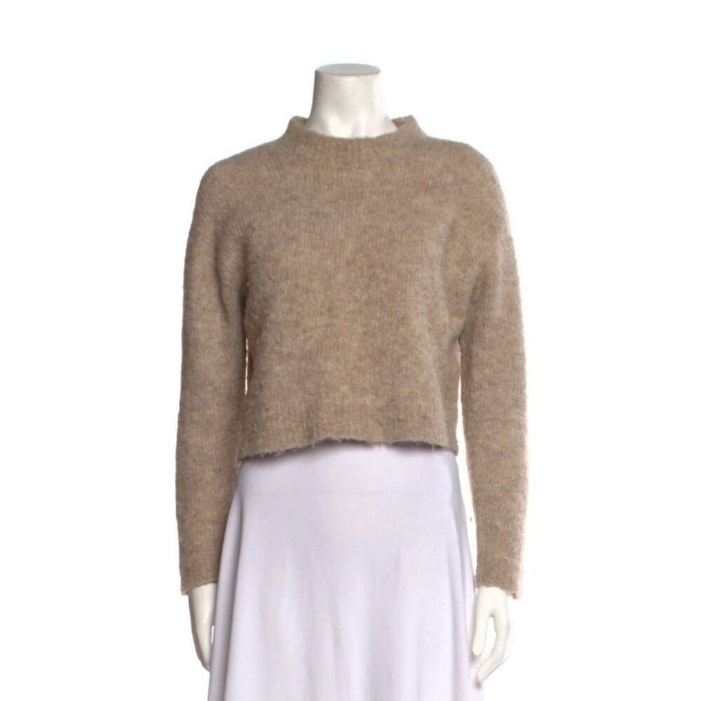 RACHEL COMEY Dash Alpaca Blend Cropped Sweater XS Tan Beige Neutral Minimalist